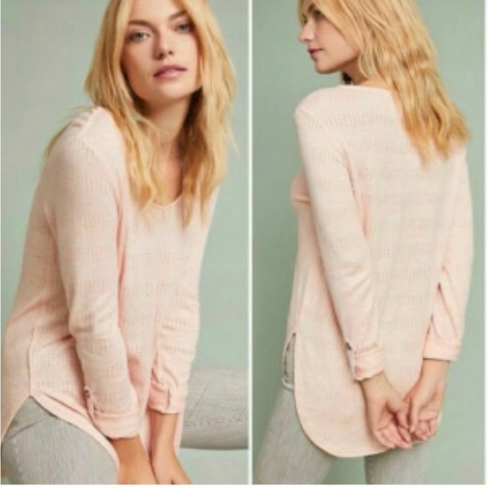 Akemi + Kim | Anthropologie | Sylvie Blush Pink Knit Tunic Top | Sz XS